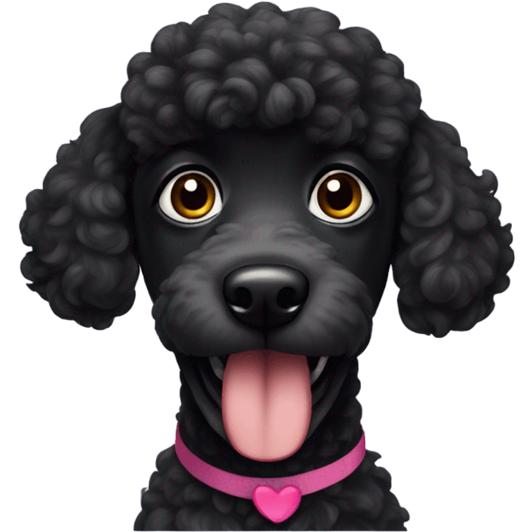 black poodle with headband with shocked expression emoji