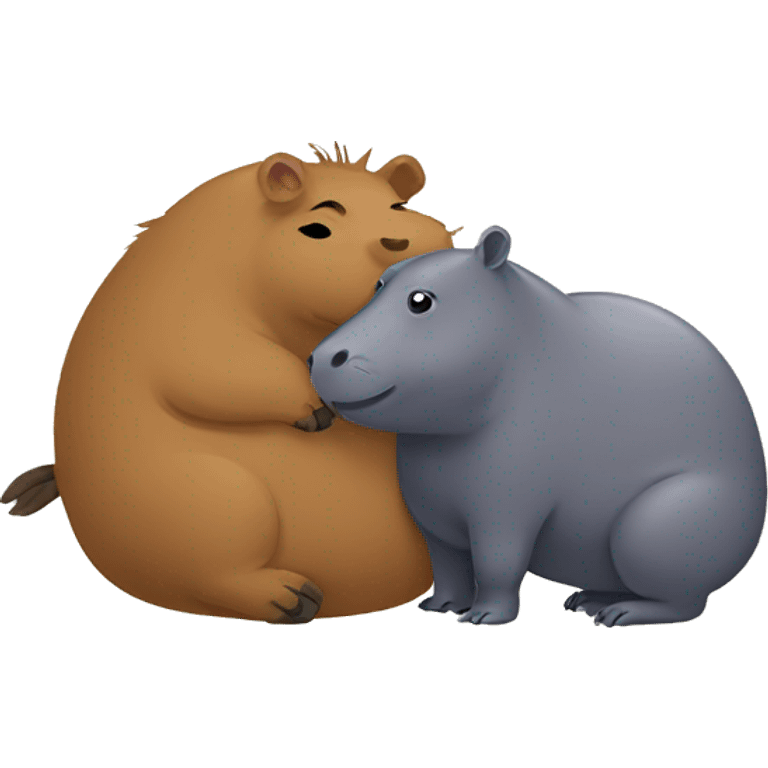 Capybara and Hippo cuddle emoji