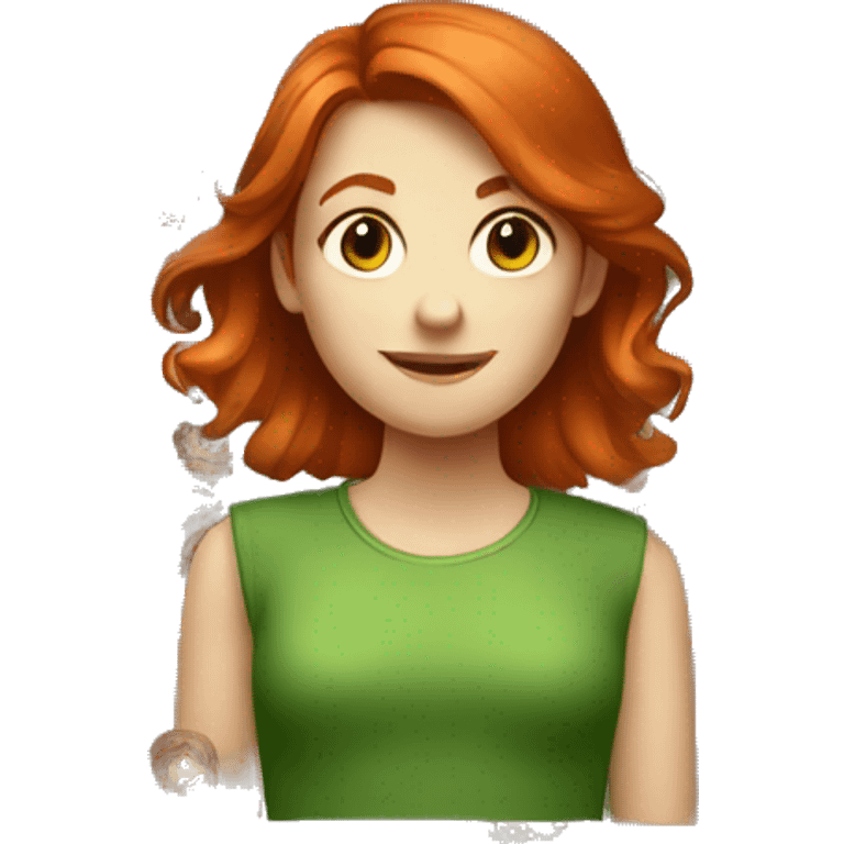 Redhead girl in green shirt emoji