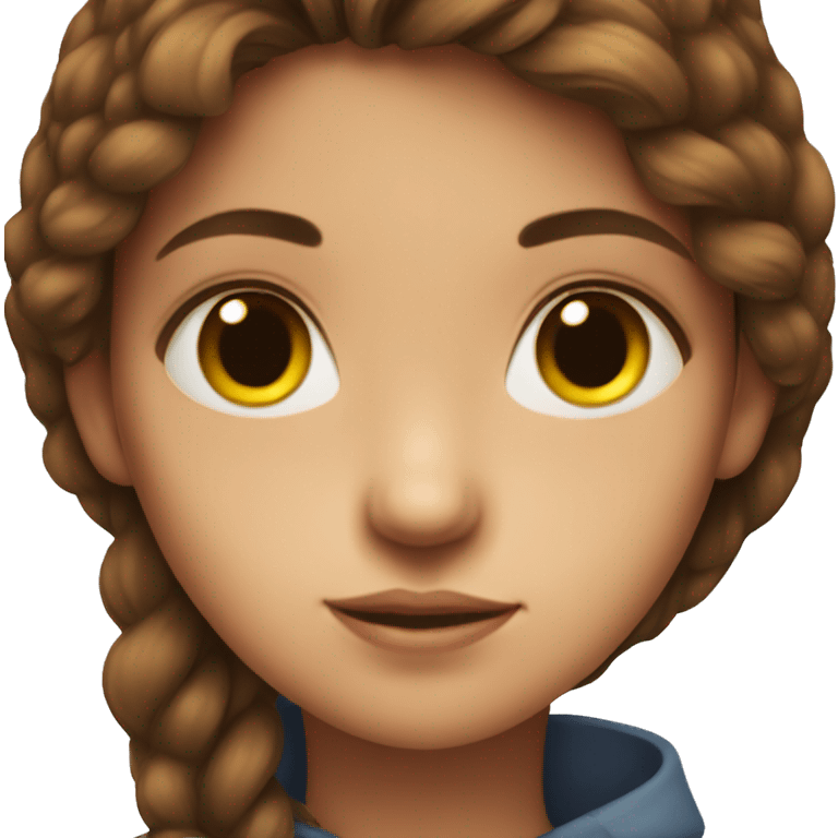 brown-haired girl close-up portrait and bird emoji