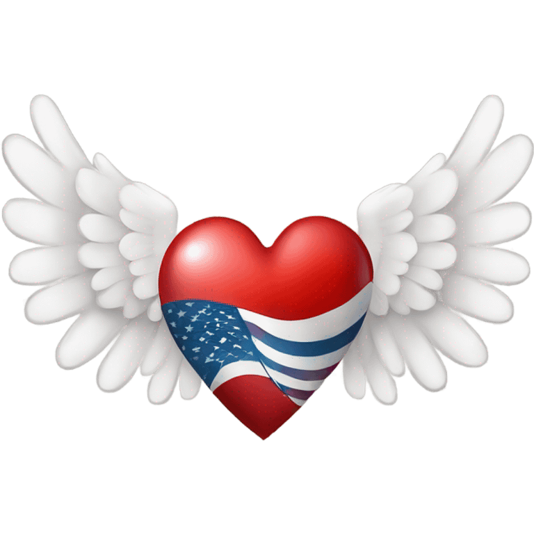 Red heart with angel wings and usa flag emoji