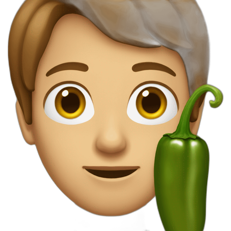 jalapeno with short brown hair emoji