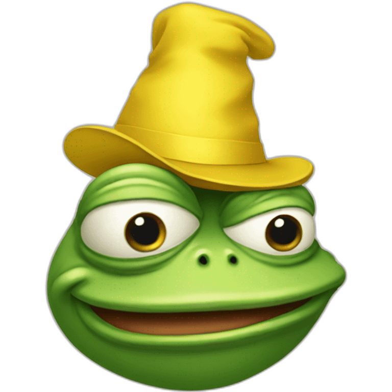 pepe the frog wearing a yellow party hat emoji