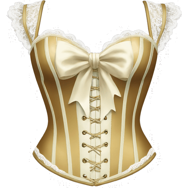 Gold ivory corset with lace and bow emoji