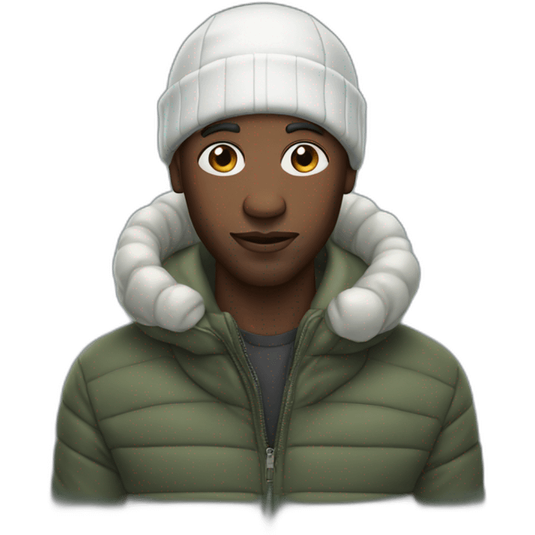 Black man with big nose wearing a durag and puffer jacket emoji