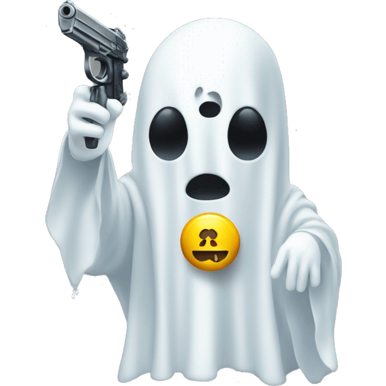 ghost holding a pill as a gun emoji