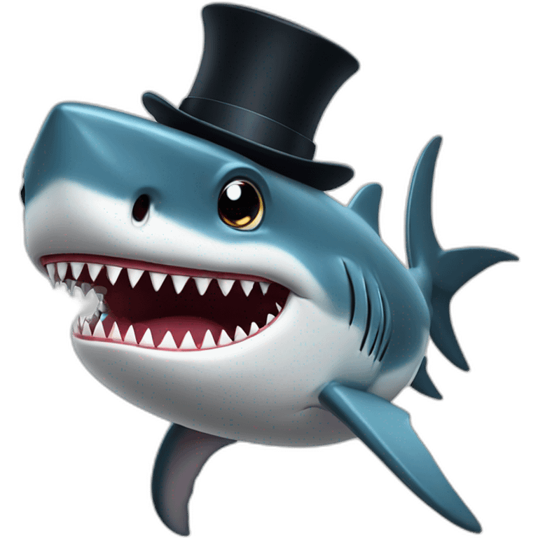 Shark with a top hat emoji