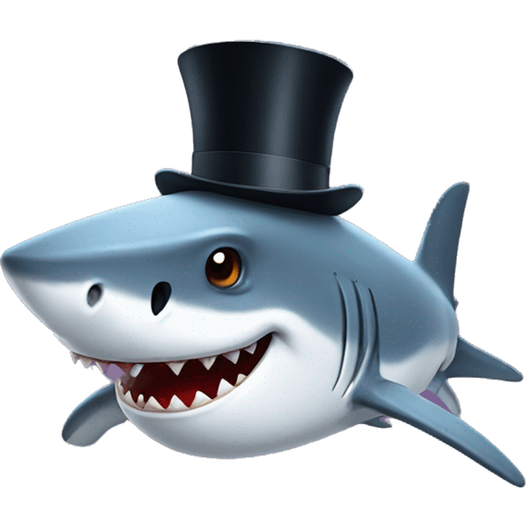 Shark with a top hat emoji