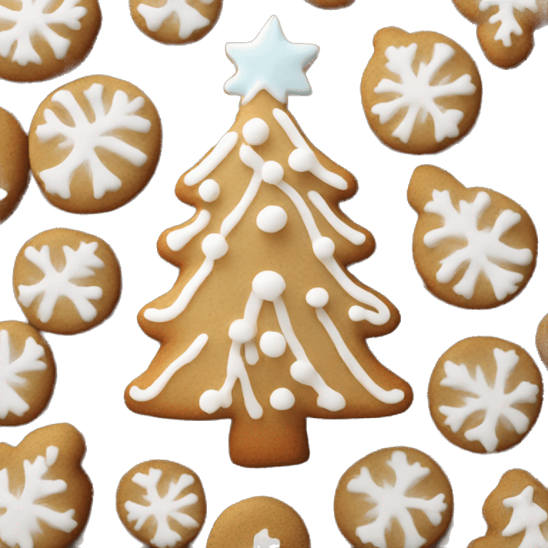 frosted gingerbread cookie shaped like a pine tree emoji