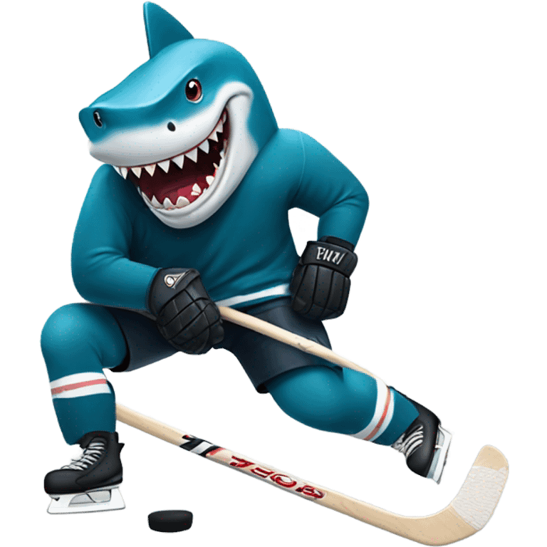 Shark playing hockey  emoji