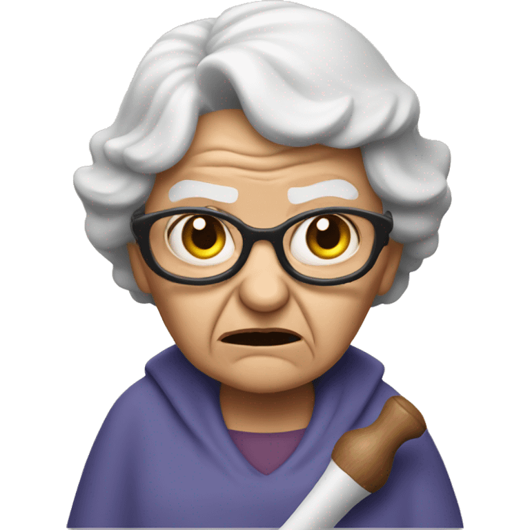 Angry old lady with bat in her hand emoji