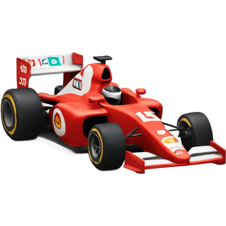 Red formula one car with number 16 emoji