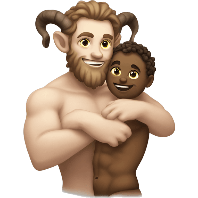 White satyr man holding satyr woman emoji