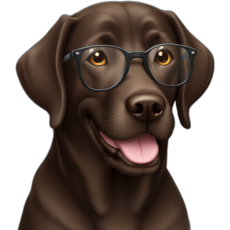 dark brown labrador with glasses smiling emoji