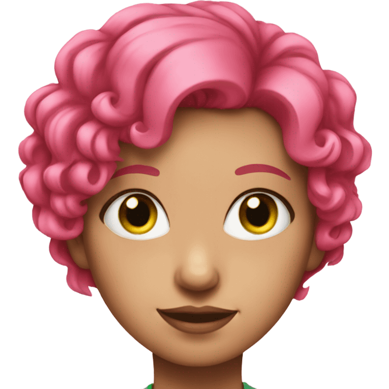 portrait of pink haired girl with green eyes  emoji