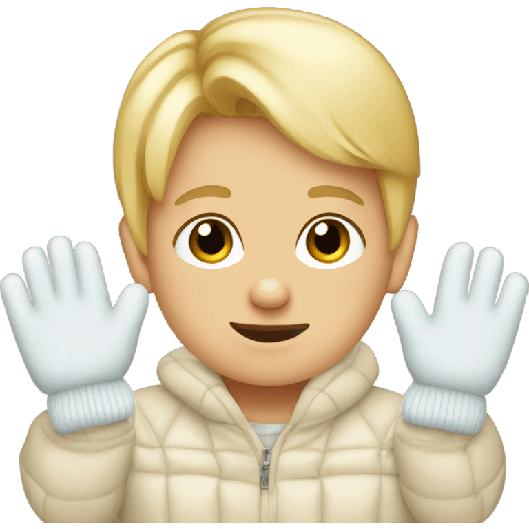 blonde babyboy wearing mittens emoji