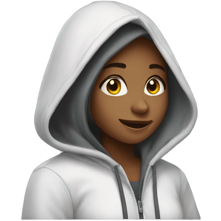 smiling girl in hoodie emoji