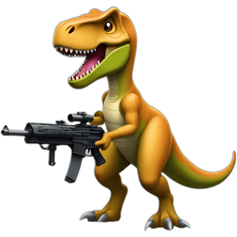 T-Rex with machine gun emoji