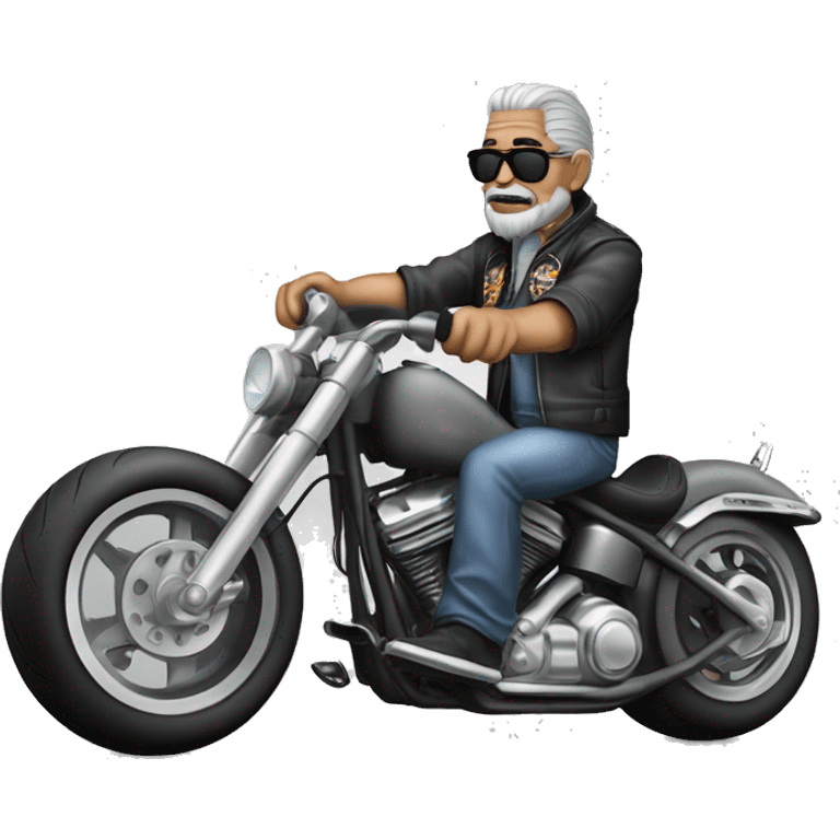 Old Biker Wirh Chicano Harley in grey  emoji