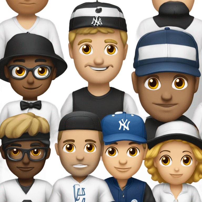 Un homme blanc, yeux en amande, cheveux courts noir, mal rasé, casquette yankees noir emoji