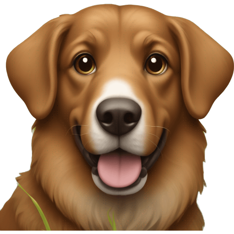 realistic brown dog in grass emoji