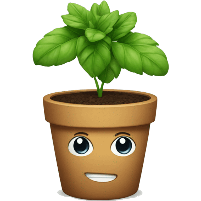 Potted plant with face emoji