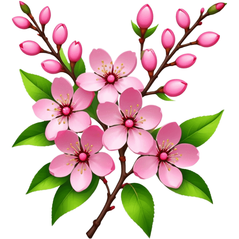 big bouquet Cherry Blossom, luxuriant, stem, leaf, bright emoji