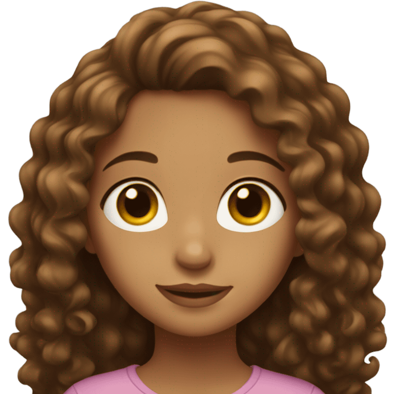 Brown long Curly hair girl and brown eyes emoji