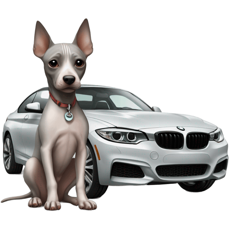 American Hairless Terrier with bmw emoji