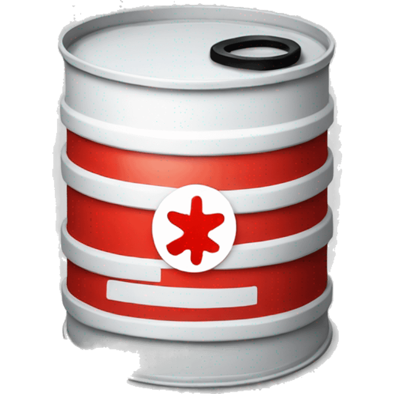 A white Oil barrel with a big red horizontal stripe in the middle emoji