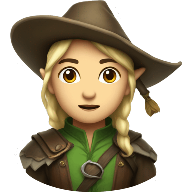 Fierce elf ranger wearing fedora  emoji