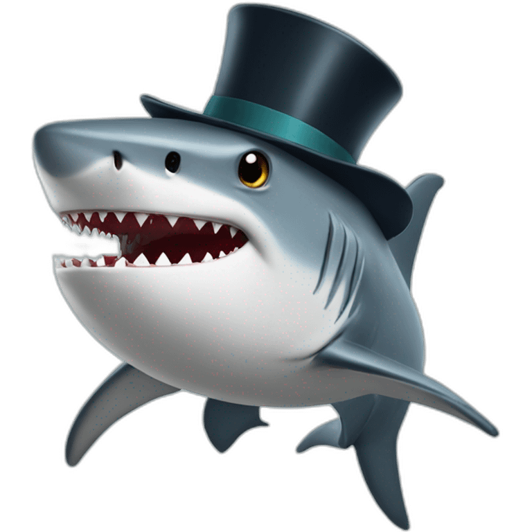 Shark with a top hat emoji