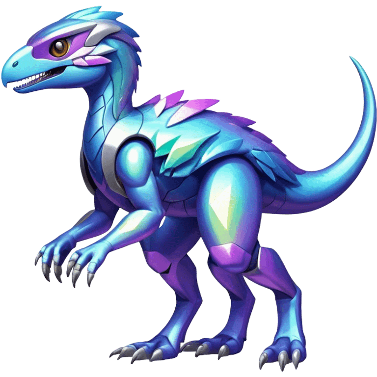 Shiny Futuristic Celestial Iridescent Fakemon-Pokemon-Digimon-Spectrobes-Raptor-fusion, full body emoji