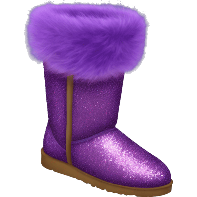 Realistic purple glitter and fur Ugg boots. emoji