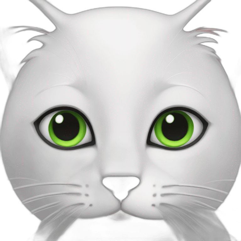 happy white black cat green eyes emoji