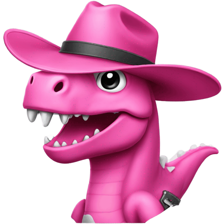 Pink dinosaur with cowboy hat emoji