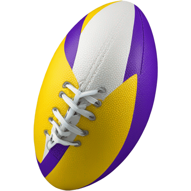 YELLOW and PURPLE  and white rugby ball emoji