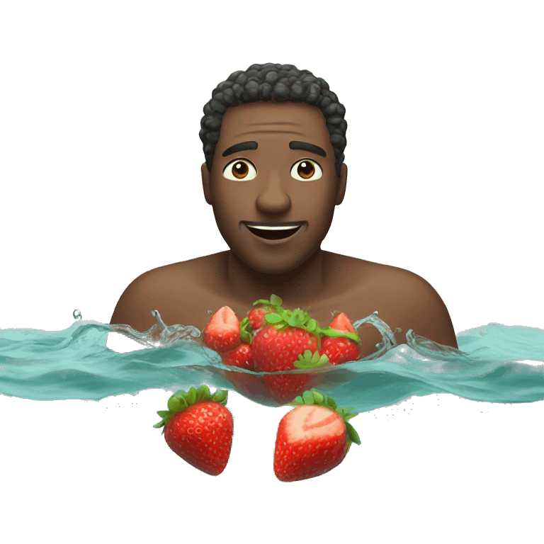 Man swimming While eating strawberries emoji