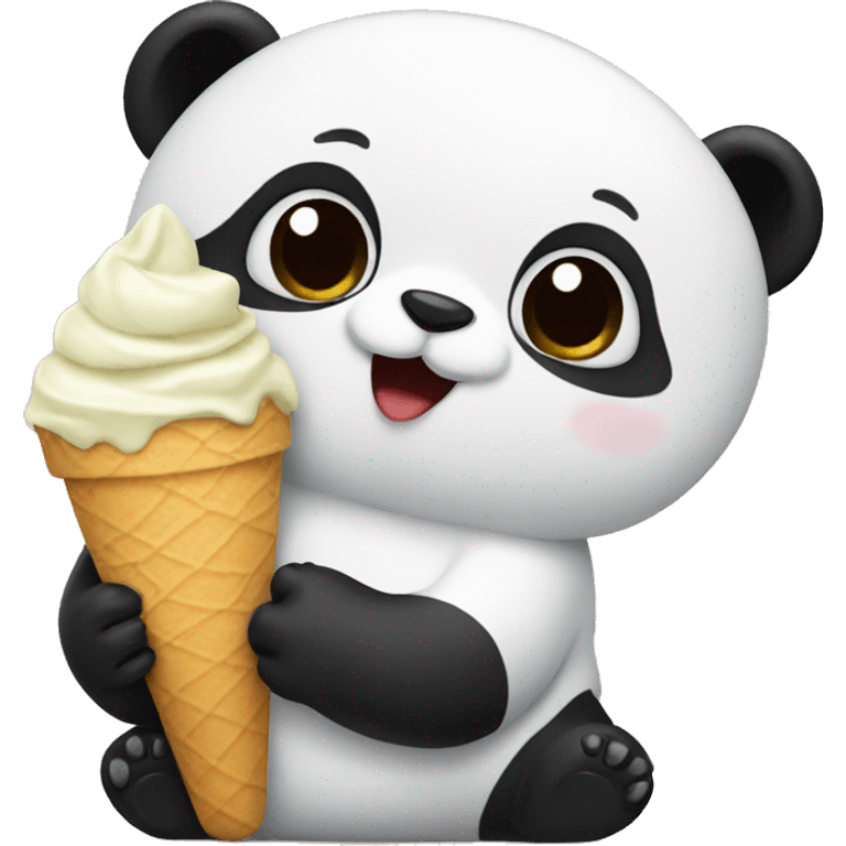 Panda eating ice cream emoji