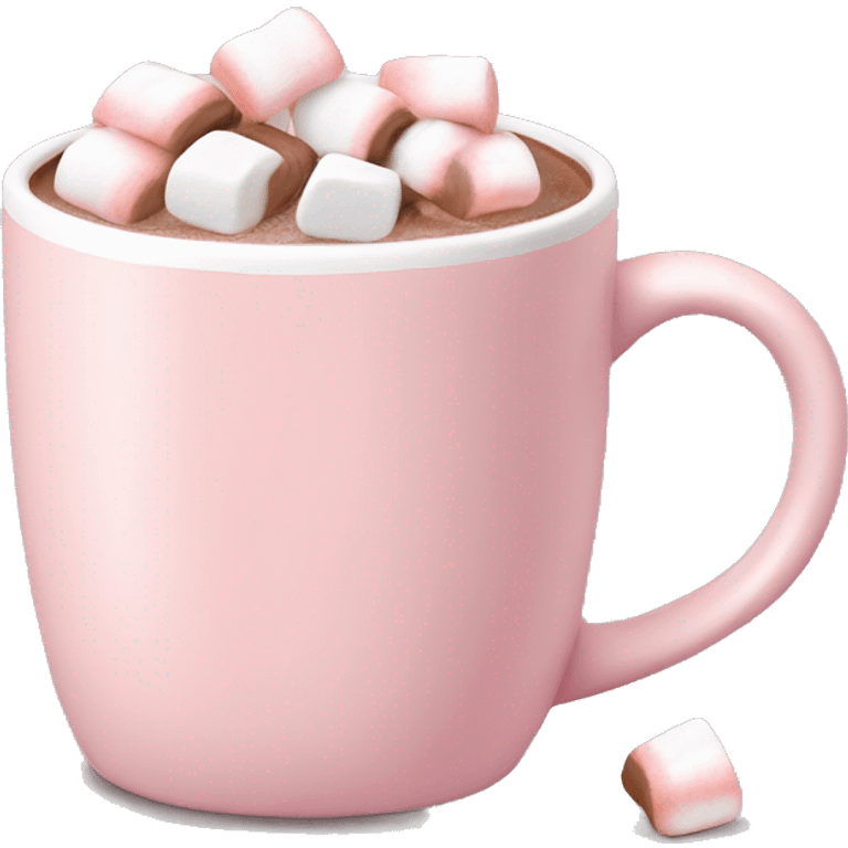 Light Pink mug of hot chocolate with marshmallows  emoji