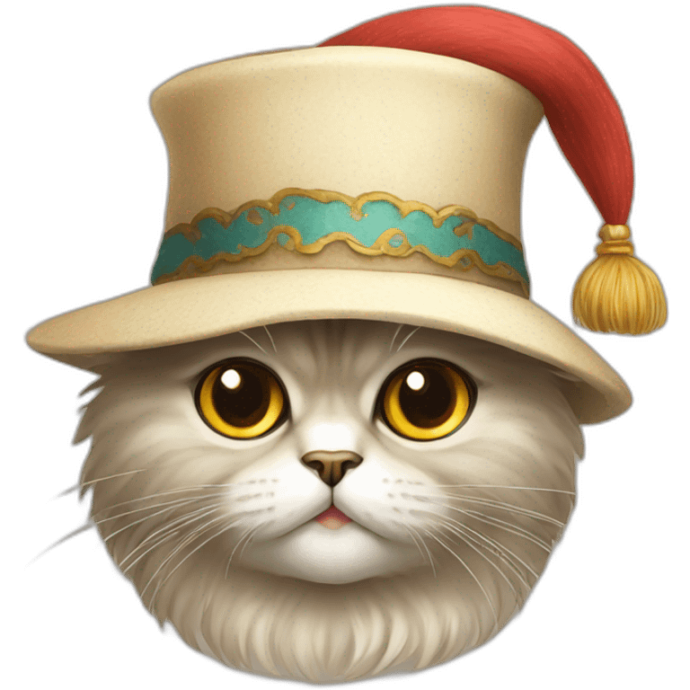 persian cat with a funny hat emoji