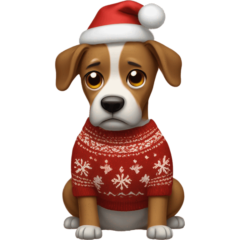 A frustrated dog in a christmas sweater  emoji