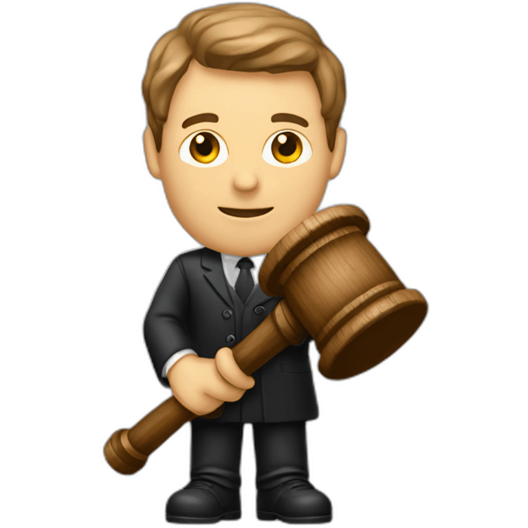 male judge holding a small woodden hammer emoji