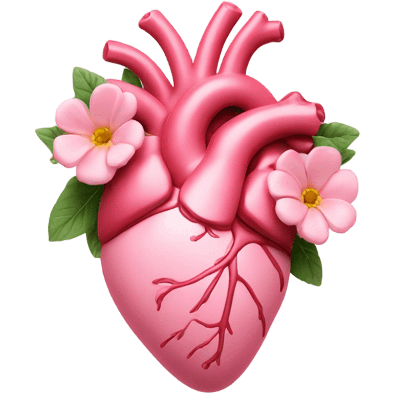 light pink anatomical heart with flower emoji