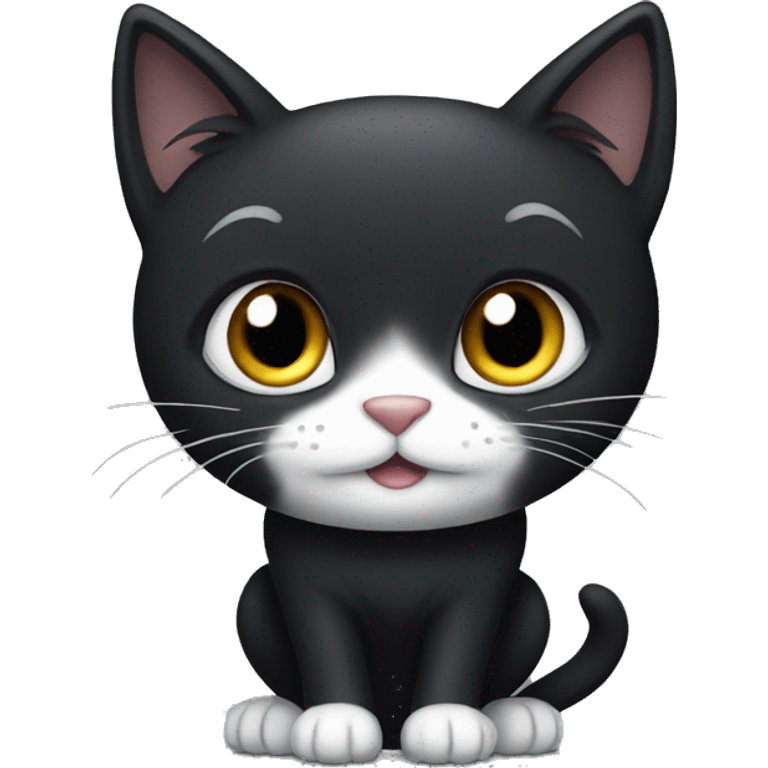 black cat with a white chin and white paws emoji