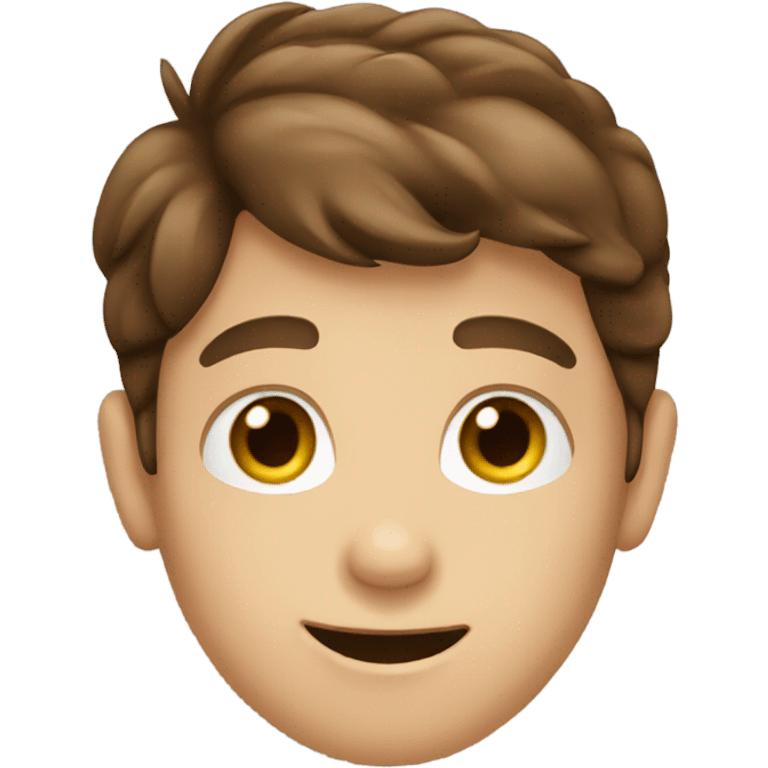 brown haired boy portrait waving hi emoji