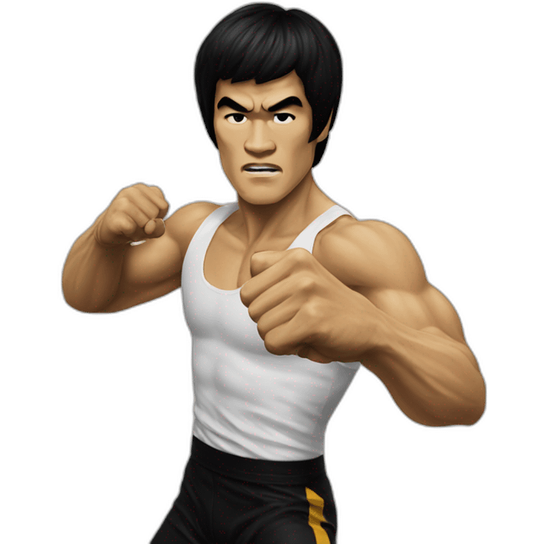 Bruce lee shows fist emoji