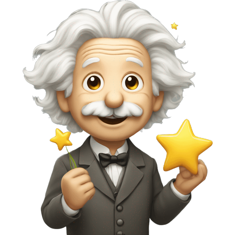 happy albert einstein holding small star in one hand emoji