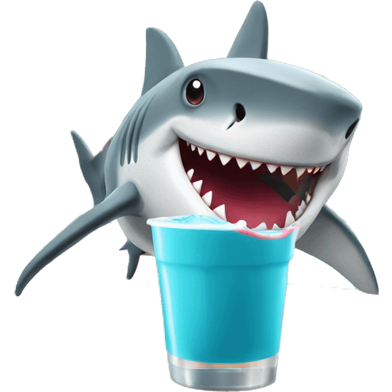 Shark on a cruise drinking  boba  emoji