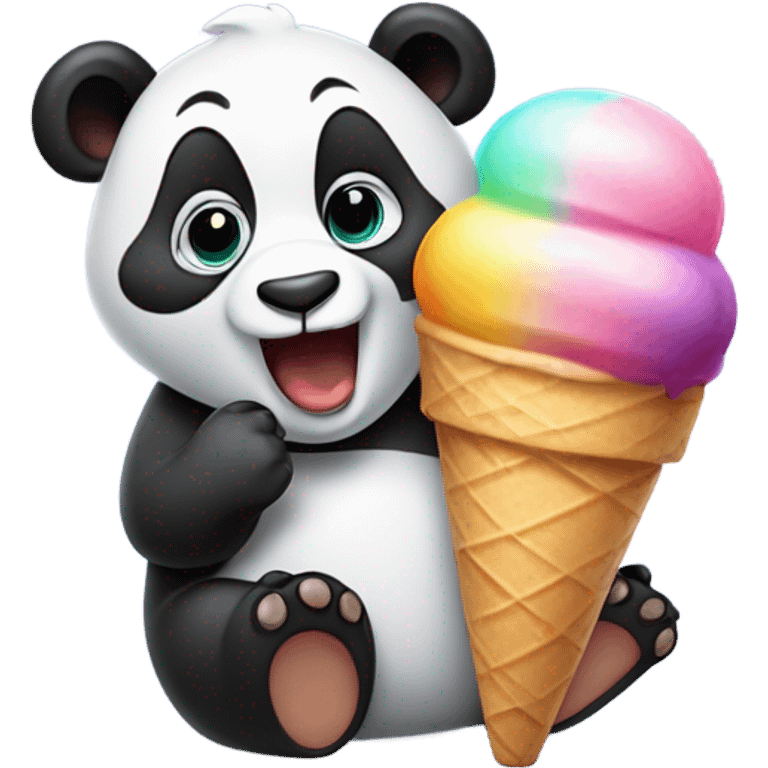 Panda eating ice cream emoji